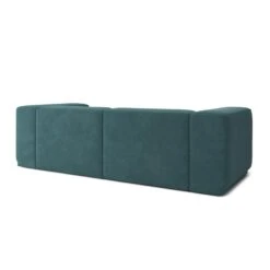 Canapé Droit SACHA Fixe Tissu Bleu Paon 4 Places -Mobilia Soldes canape droit sacha fixe tissu bleu paon 4 places 3