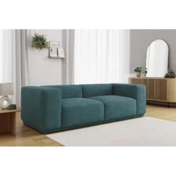 Canapé Droit SACHA Fixe Tissu Bleu Paon 4 Places -Mobilia Soldes canape droit sacha fixe tissu bleu paon 4 places 5