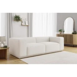 Canapé Droit SACHA Fixe Tissu Crème 4 Places -Mobilia Soldes canape droit sacha fixe tissu creme 4 places 5