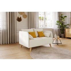 Canapé Droit SARAH Fixe Tissu Beige 2 Places -Mobilia Soldes canape droit sarah fixe tissu beige 2 places 5