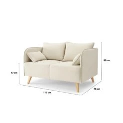 Canapé Droit SARAH Fixe Tissu Beige 2 Places -Mobilia Soldes canape droit sarah fixe tissu beige 2 places 6
