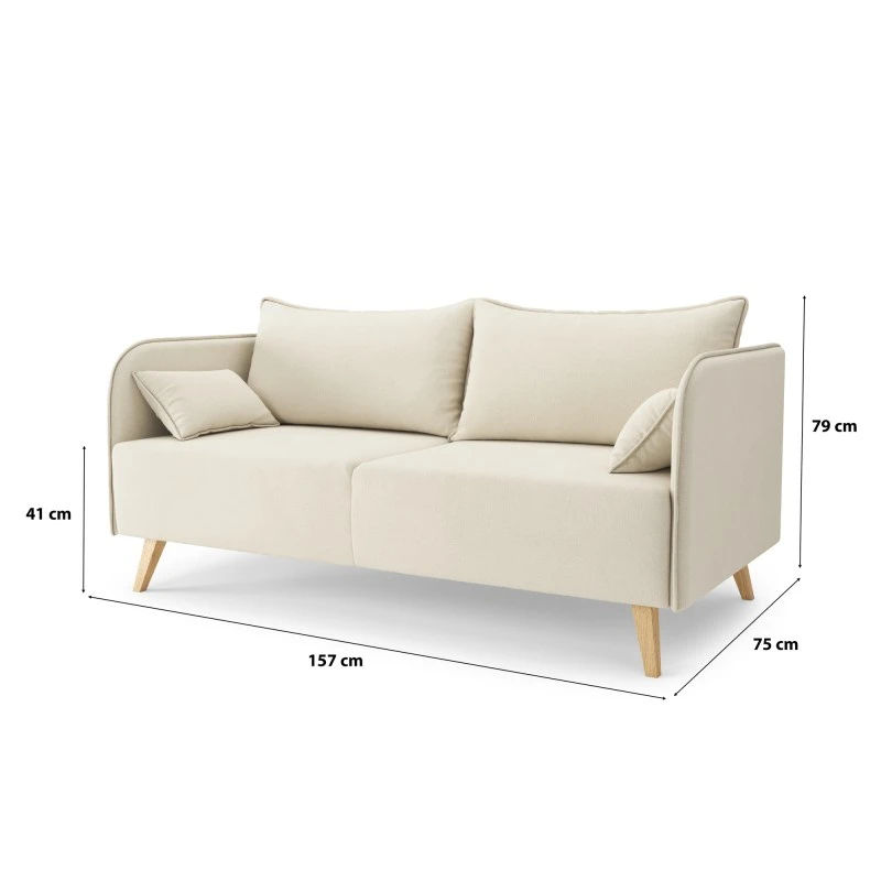 Canapé Droit SARAH Fixe Tissu Beige 3 Places 9 Canapé Droit SARAH Fixe Tissu Beige 3 Places – Image 7