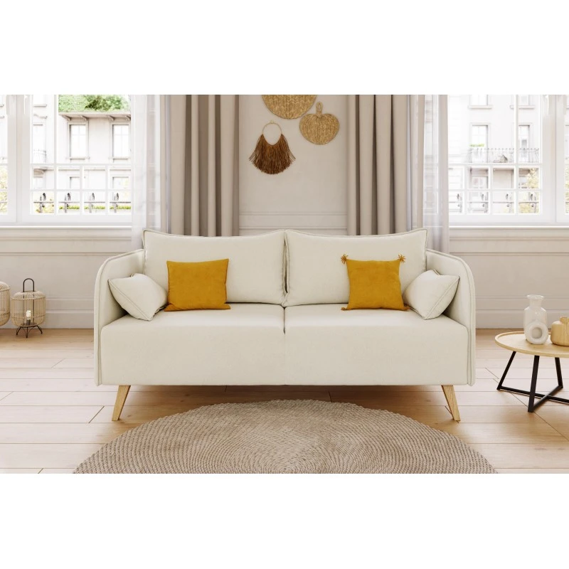 Canapé Droit SARAH Fixe Tissu Beige 3 Places 3 Canapé Droit SARAH Fixe Tissu Beige 3 Places