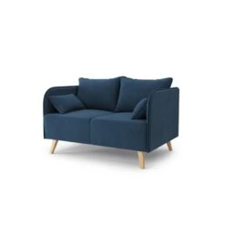 Canapé Droit SARAH Fixe Tissu Bleu 2 Places -Mobilia Soldes canape droit sarah fixe tissu bleu 2 places 2