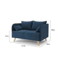 Canapé Droit SARAH Fixe Tissu Bleu 2 Places -Mobilia Soldes canape droit sarah fixe tissu bleu 2 places 6