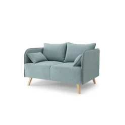 Canapé Droit SARAH Fixe Tissu Bleu Clair 2 Places -Mobilia Soldes canape droit sarah fixe tissu bleu clair 2 places 2