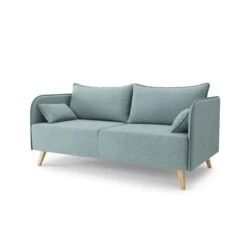Canapé Droit SARAH Fixe Tissu Bleu Clair 3 Places -Mobilia Soldes canape droit sarah fixe tissu bleu clair 3 places 2