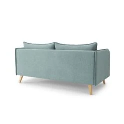 Canapé Droit SARAH Fixe Tissu Bleu Clair 3 Places -Mobilia Soldes canape droit sarah fixe tissu bleu clair 3 places 3