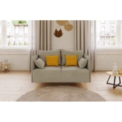 Canapé Droit SARAH Fixe Tissu Grège 2 Places