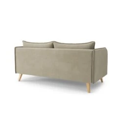 Canapé Droit SARAH Fixe Tissu Grège 3 Places -Mobilia Soldes canape droit sarah fixe tissu grege 3 places 3