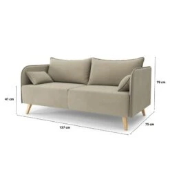 Canapé Droit SARAH Fixe Tissu Grège 3 Places -Mobilia Soldes canape droit sarah fixe tissu grege 3 places 6