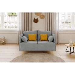 Canapé Droit SARAH Fixe Tissu Gris 2 Places