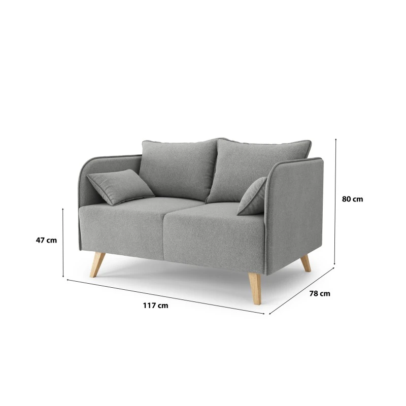 Canapé Droit SARAH Fixe Tissu Gris 2 Places 9 Canapé Droit SARAH Fixe Tissu Gris 2 Places – Image 7