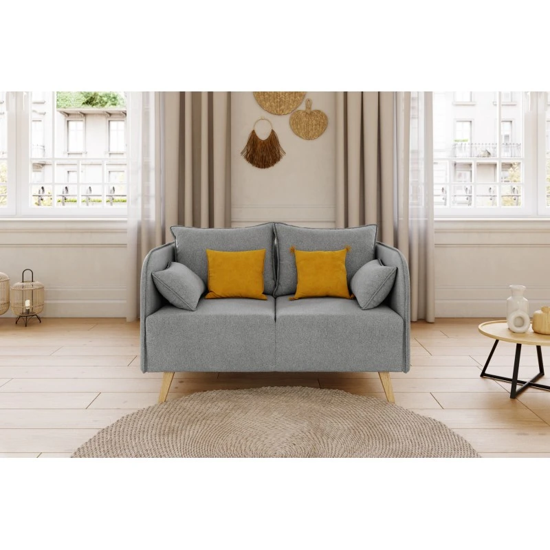 Canapé Droit SARAH Fixe Tissu Gris 2 Places 3 Canapé Droit SARAH Fixe Tissu Gris 2 Places