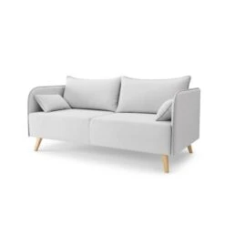 Canapé Droit SARAH Fixe Tissu Gris Clair 3 Places -Mobilia Soldes canape droit sarah fixe tissu gris clair 3 places 2