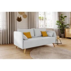 Canapé Droit SARAH Fixe Tissu Gris Clair 3 Places -Mobilia Soldes canape droit sarah fixe tissu gris clair 3 places 5
