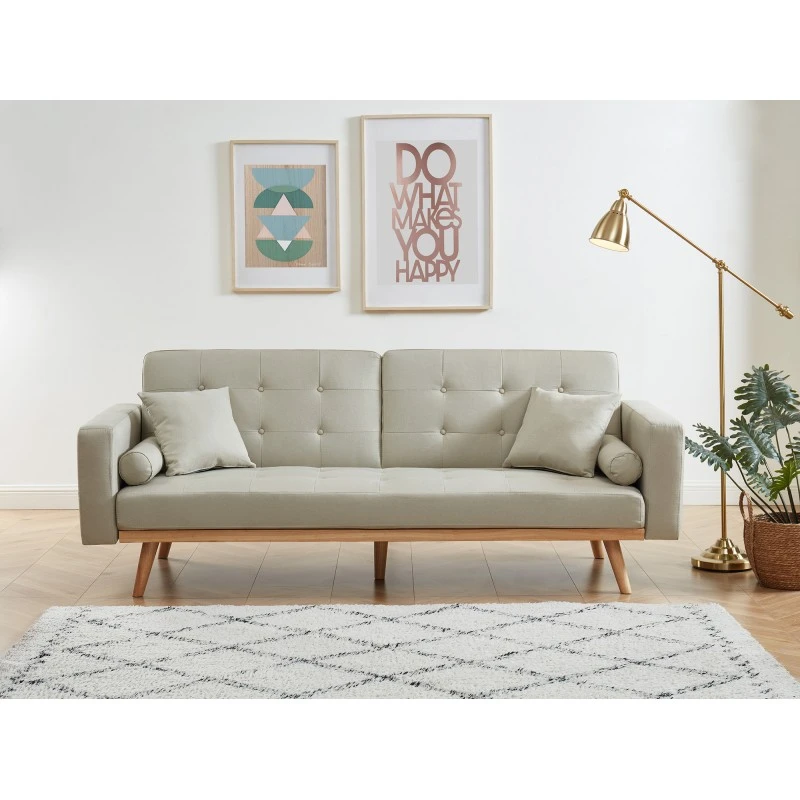 Canapé Droit KELLY En Tissu Beige Avec Fonction Convertible 4 Canapé Droit KELLY En Tissu Beige Avec Fonction Convertible – Image 2