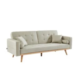 Canapé Droit KELLY En Tissu Beige Avec Fonction Convertible 12 Canapé Droit KELLY En Tissu Beige Avec Fonction Convertible -Mobilia Soldes canape kelly beige convertible 2