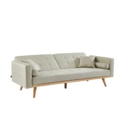 Canapé Droit KELLY En Tissu Beige Avec Fonction Convertible 13 Canapé Droit KELLY En Tissu Beige Avec Fonction Convertible -Mobilia Soldes canape kelly beige convertible 3