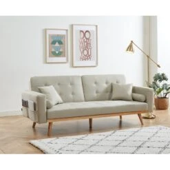 Canapé Droit KELLY En Tissu Beige Avec Fonction Convertible 17 Canapé Droit KELLY En Tissu Beige Avec Fonction Convertible -Mobilia Soldes canape kelly beige convertible 7