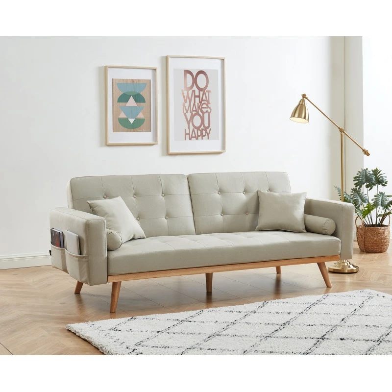 Canapé Droit KELLY En Tissu Beige Avec Fonction Convertible 10 Canapé Droit KELLY En Tissu Beige Avec Fonction Convertible – Image 8