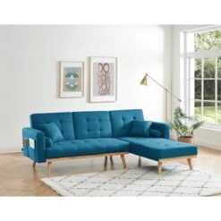 Canapé KELLY En Tissu Bleu Avec Angle Convertible -Mobilia Soldes canape kelly en tissu bleu avec angle convertible 6