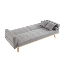 Canapé KELLY Droit Convertible En Tissu Gris -Mobilia Soldes canape kelly gris convertible 3