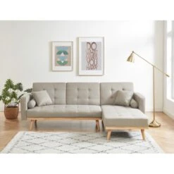 Canapé KELLY En Tissu Beige Avec Angle Convertible 11 Canapé KELLY En Tissu Beige Avec Angle Convertible -Mobilia Soldes canape kelly tissu beige angle convertible 2