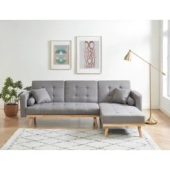 Canapé KELLY En Tissu Gris Avec Angle Convertible -Mobilia Soldes canape kelly tissu gris angle convertible 2