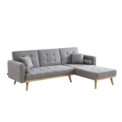 Canapé KELLY En Tissu Gris Avec Angle Convertible -Mobilia Soldes canape kelly tissu gris angle convertible 3