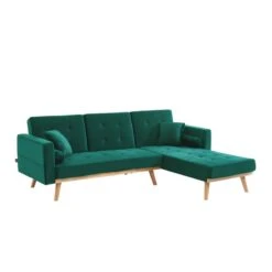 Canapé KELLY En Velours Vert Avec Angle Convertible 11 Canapé KELLY En Velours Vert Avec Angle Convertible -Mobilia Soldes canape kelly velours vert angle convertible 2