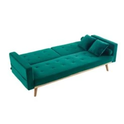Canapé KELLY Convertible En Velours Vert 17 Canapé KELLY Convertible En Velours Vert -Mobilia Soldes canape kelly velours vert convertible 15
