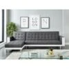 Canapé LUXURY XL Convertible Et Réversible PU Blanc Tissu Gris 1 Canapé LUXURY XL Convertible Et Réversible PU Blanc Tissu Gris -Mobilia Soldes canape luxury xl convertible et reversible pu blanc tissu gris