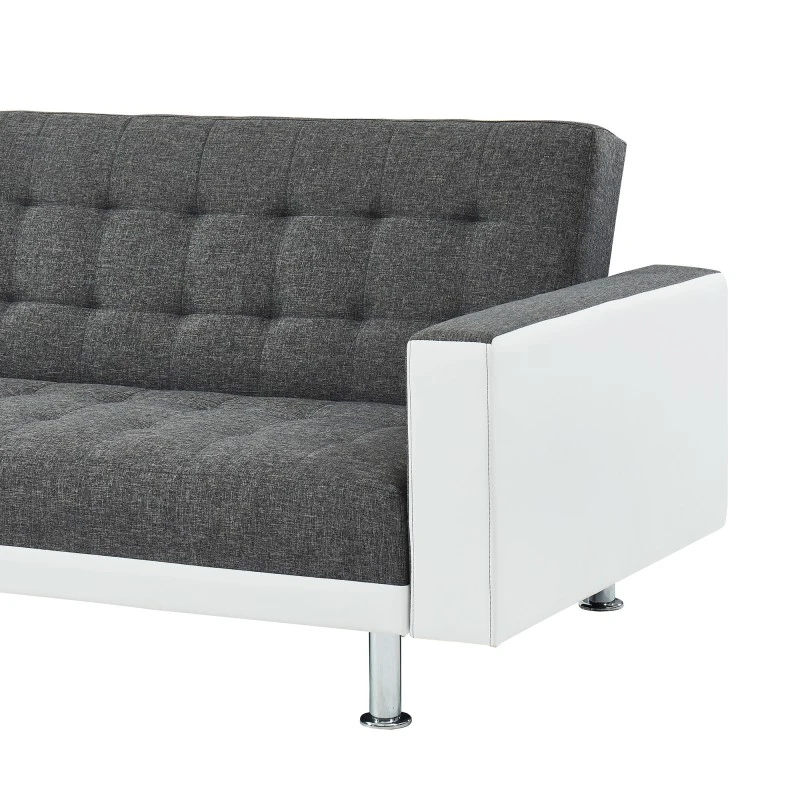 Canapé LUXURY XL Convertible Et Réversible PU Blanc Tissu Gris 7 Canapé LUXURY XL Convertible Et Réversible PU Blanc Tissu Gris – Image 5