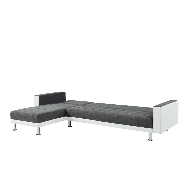 Canapé LUXURY XL Convertible Et Réversible PU Blanc Tissu Gris 8 Canapé LUXURY XL Convertible Et Réversible PU Blanc Tissu Gris – Image 6