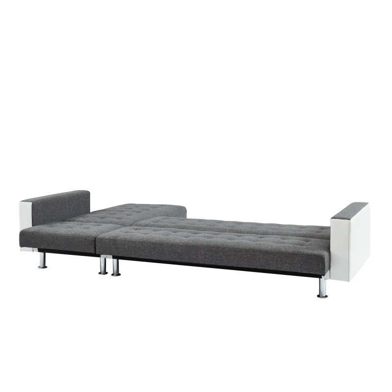 Canapé LUXURY XL Convertible Et Réversible PU Blanc Tissu Gris 11 Canapé LUXURY XL Convertible Et Réversible PU Blanc Tissu Gris – Image 9