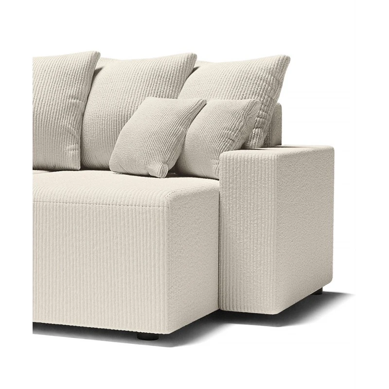 Canapé Panoramique ALMA Convertible Velours Côtelé Beige 6 Places 9 Canapé Panoramique ALMA Convertible Velours Côtelé Beige 6 Places – Image 7