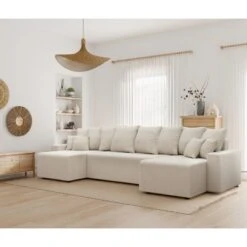 Canapé Panoramique ALMA Convertible Velours Côtelé Beige 6 Places 20 Canapé Panoramique ALMA Convertible Velours Côtelé Beige 6 Places -Mobilia Soldes canape panoramique alma convertible velours cotele beige 6 places 8