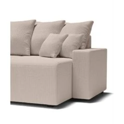 Canapé Panoramique ALMA Convertible Velours Côtelé Grège 6 Places -Mobilia Soldes canape panoramique alma convertible velours cotele grege 6 places 6