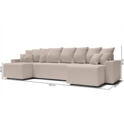 Canapé Panoramique ALMA Convertible Velours Côtelé Grège 6 Places -Mobilia Soldes canape panoramique alma convertible velours cotele grege 6 places 9