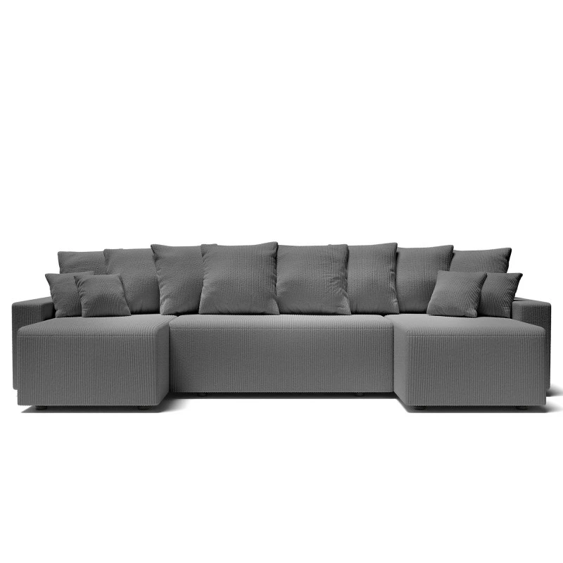 Canapé Panoramique ALMA Convertible Velours Côtelé Gris Souris 6 Places 4 Canapé Panoramique ALMA Convertible Velours Côtelé Gris Souris 6 Places – Image 2