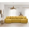 Canapé Panoramique ALMA Convertible Velours Côtelé Jaune 6 Places -Mobilia Soldes canape panoramique alma convertible velours cotele jaune 6 places