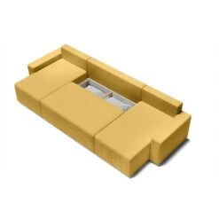 Canapé Panoramique ALMA Convertible Velours Côtelé Jaune 6 Places -Mobilia Soldes canape panoramique alma convertible velours cotele jaune 6 places 4