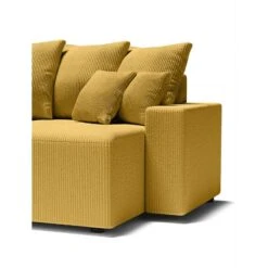 Canapé Panoramique ALMA Convertible Velours Côtelé Jaune 6 Places -Mobilia Soldes canape panoramique alma convertible velours cotele jaune 6 places 6