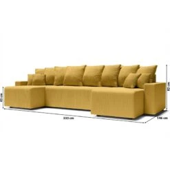 Canapé Panoramique ALMA Convertible Velours Côtelé Jaune 6 Places -Mobilia Soldes canape panoramique alma convertible velours cotele jaune 6 places 9