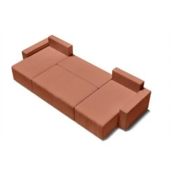 Canapé Panoramique ALMA Convertible Velours Côtelé Terracotta 6 Places -Mobilia Soldes canape panoramique alma convertible velours cotele terracotta 6 places 3