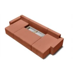 Canapé Panoramique ALMA Convertible Velours Côtelé Terracotta 6 Places -Mobilia Soldes canape panoramique alma convertible velours cotele terracotta 6 places 4