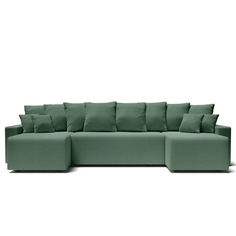 Canapé Panoramique ALMA Convertible Velours Côtelé Vert 6 Places 4 Canapé Panoramique ALMA Convertible Velours Côtelé Vert 6 Places – Image 2