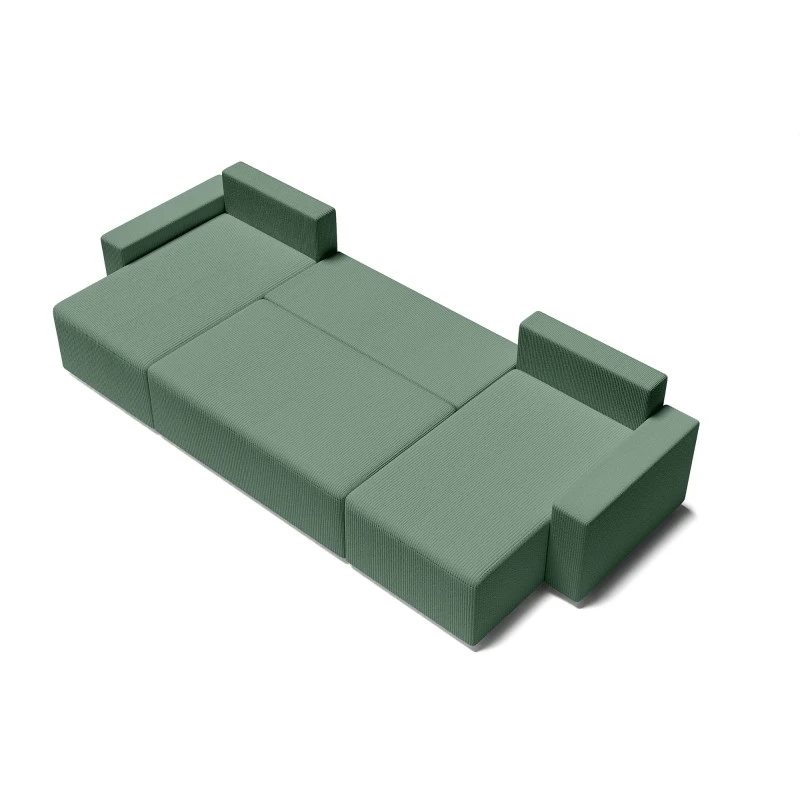 Canapé Panoramique ALMA Convertible Velours Côtelé Vert 6 Places 6 Canapé Panoramique ALMA Convertible Velours Côtelé Vert 6 Places – Image 4