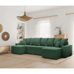 Canapé Panoramique ALMA Convertible Velours Côtelé Vert 6 Places 20 Canapé Panoramique ALMA Convertible Velours Côtelé Vert 6 Places -Mobilia Soldes canape panoramique alma convertible velours cotele vert 6 places 8